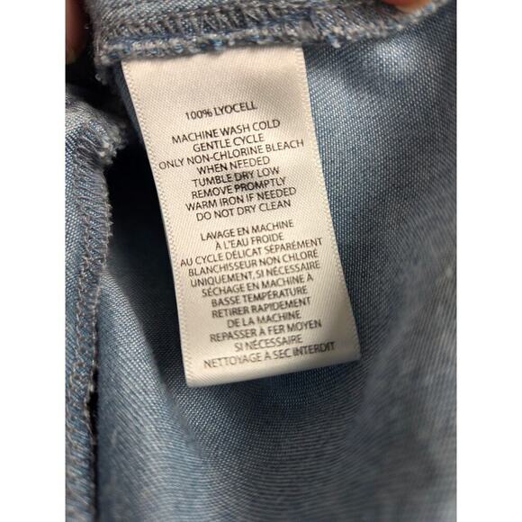 Beach Lunch Lounge Phoebe Chambray Shirt Blue Dress Pockets Large - Picture 7 of 9